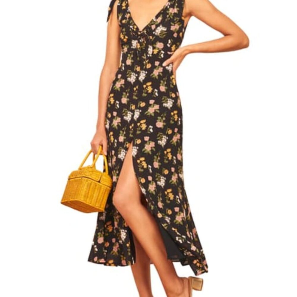 Reformation Harper Dress - Black Floral Size 6
